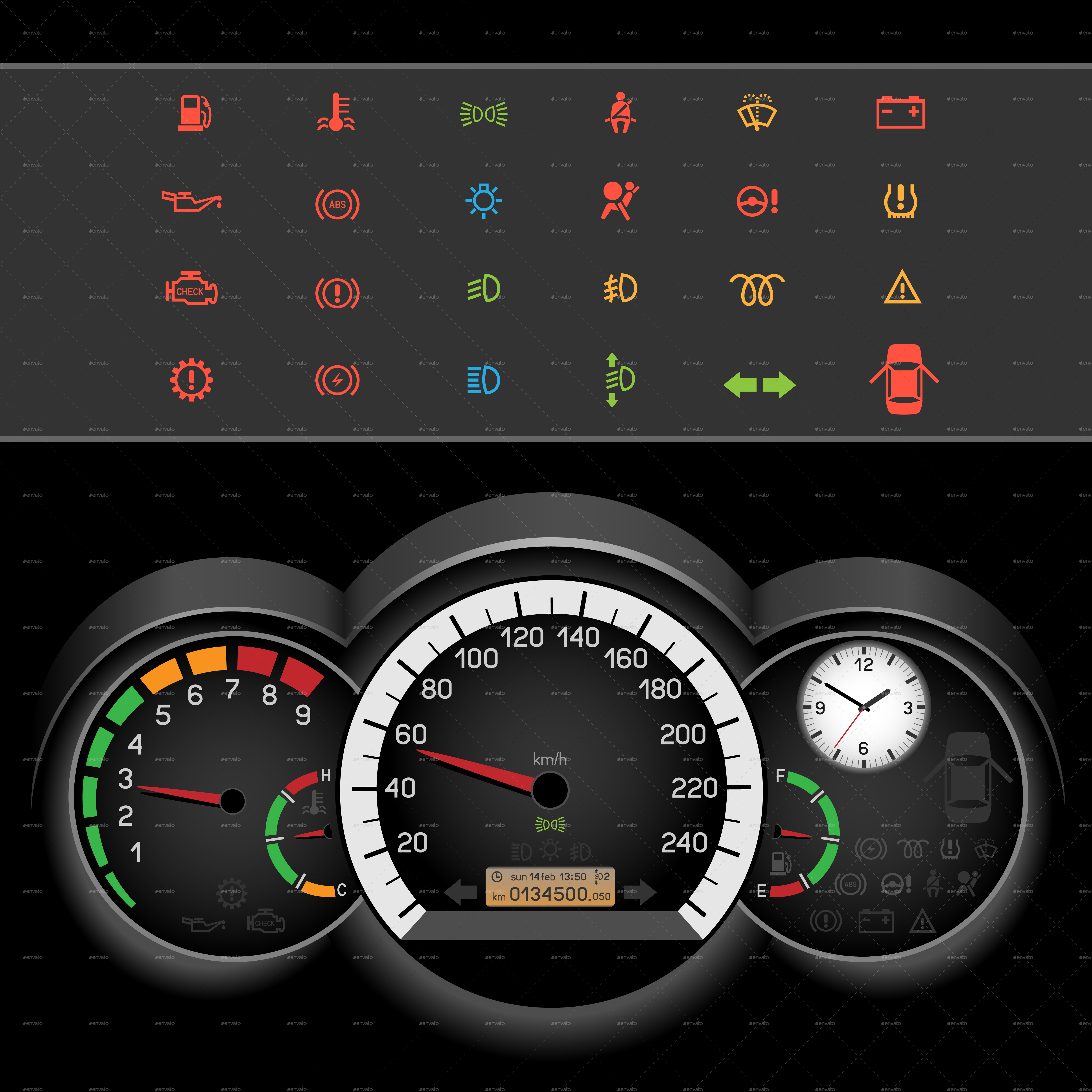 Car Control Panel Icon Vectors GraphicRiver